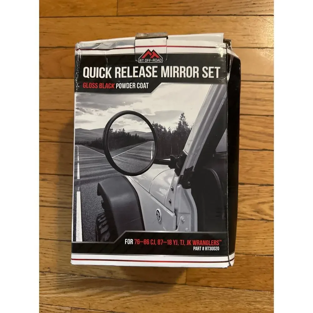 RT Off-Road Quick Release Mirror Set Jeep CJ YJ TJ JK Wrangler 76-18 RT30020